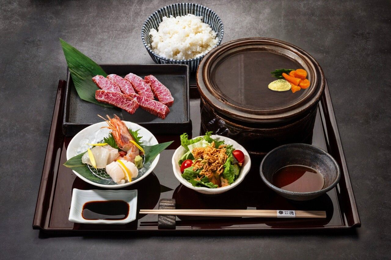 ランチ（新）【黒毛和牛 ハラミ肉】陶板焼き御膳