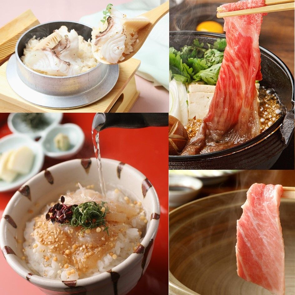 From December 12th, for groups of 3 or more, we offer a luxurious course of "Bluefin Tuna Otoro Sukiyaki" and "Sea Bream Hitsumabushi with Japanese Black Beef" (5,500 yen → 5,200 yen (tax included))