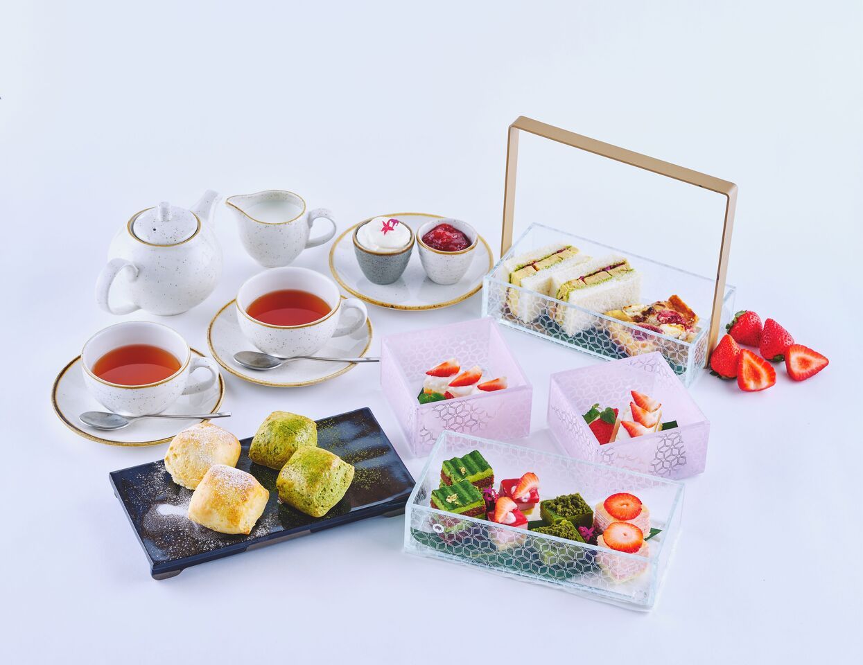 Strawberry and matcha afternoon tea