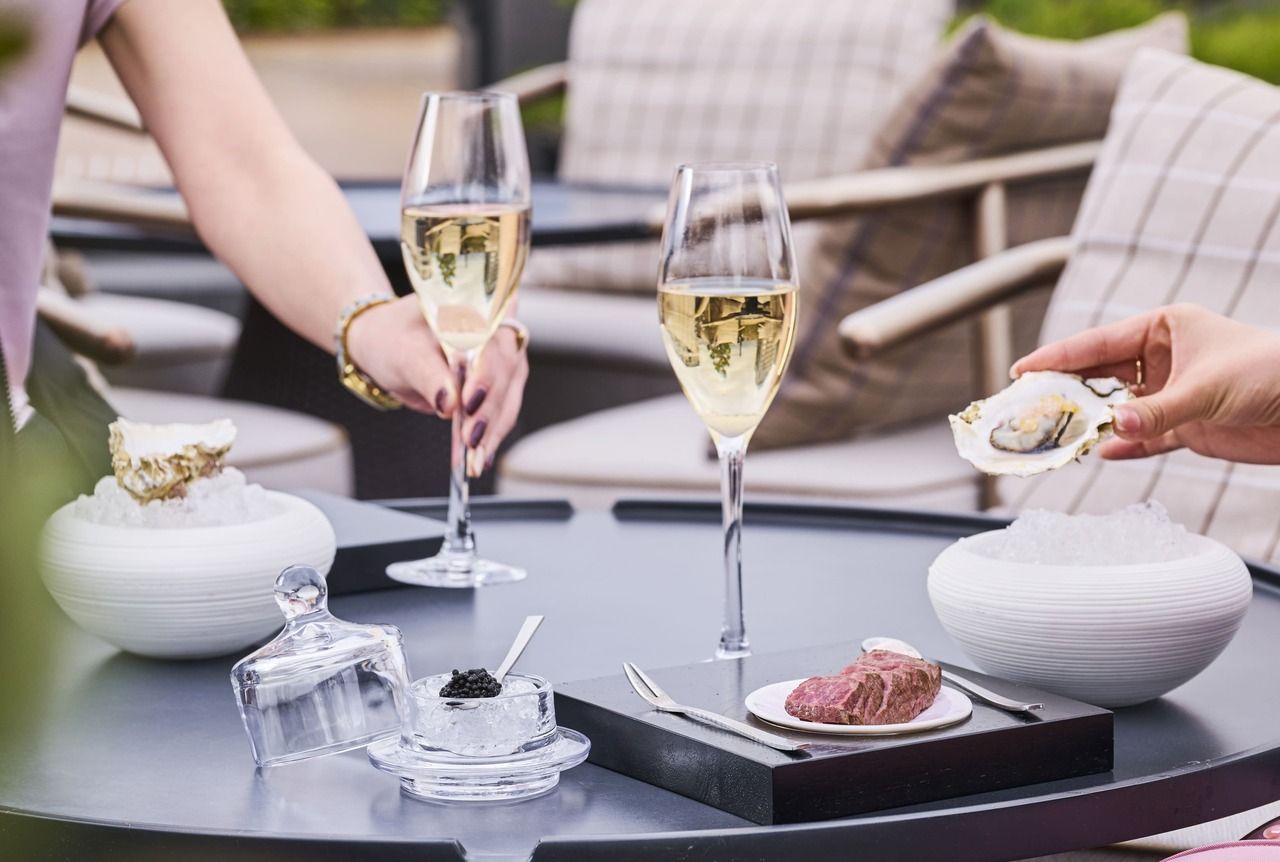 Luxury bites & glass of champagne